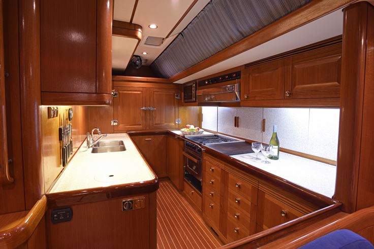 Swan 77 - CYGNUS MONTANUS II - Any chef will be delighted to work in this galley. Exquisite dishes may be prepared on the plentiful counter tops and using the full array of appliances