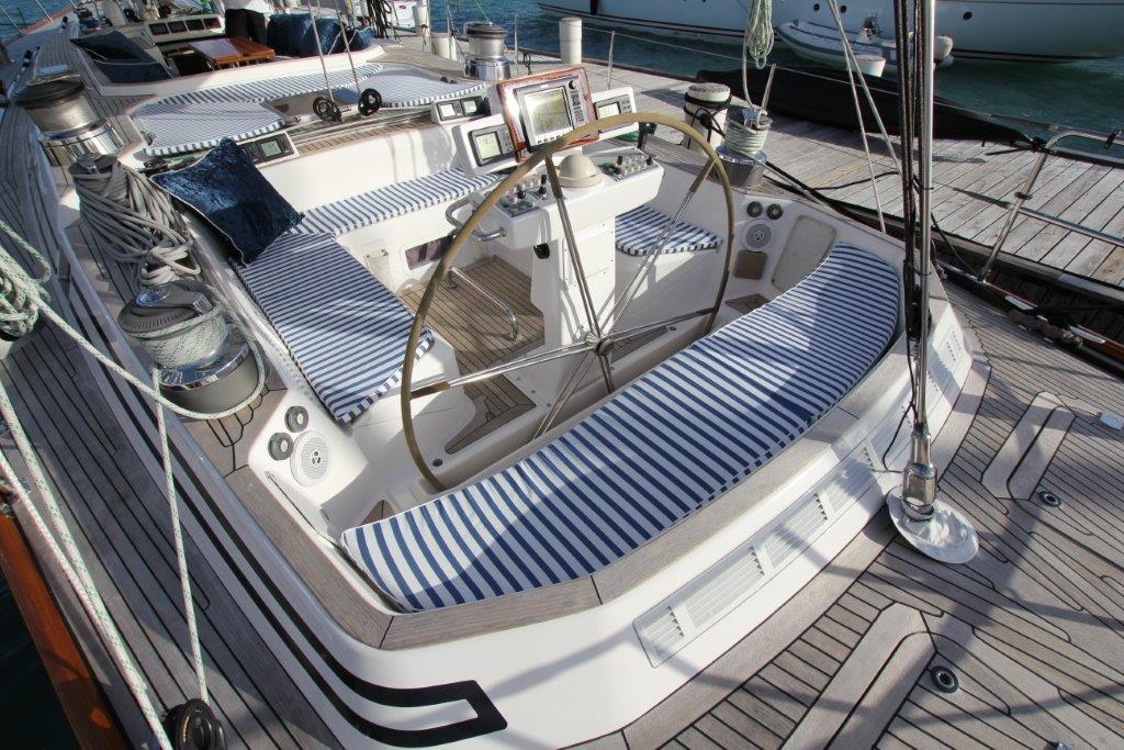 Swan 77 - CYGNUS MONTANUS II - There is an impressive display of electronics at the helm station and ample lazarette locker space aft