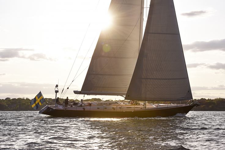 Swan 77 - CYGNUS MONTANUS II - Even in the light, late afternoon breezes, CYGNUS MONTANUS cruises along at pace under sail